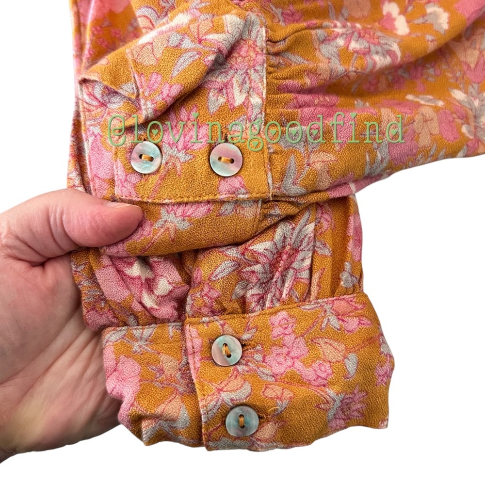 O’Neill Orange Floral Long Sleeve Kimono/ Coverup EUC sz OSFM - Picture 6 of 12